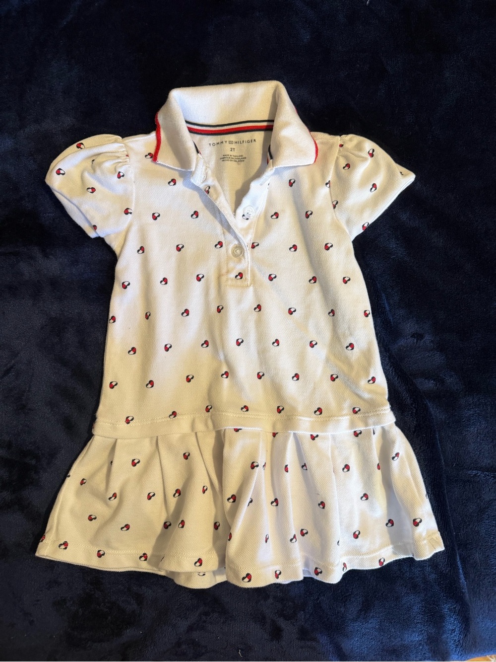 Tommy Hilfiger White Polo Dress with Red Logo Dots